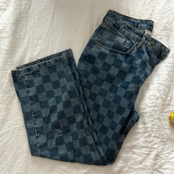 RAGGED Jeans checker print baggy jeans - Picture 1 of 4